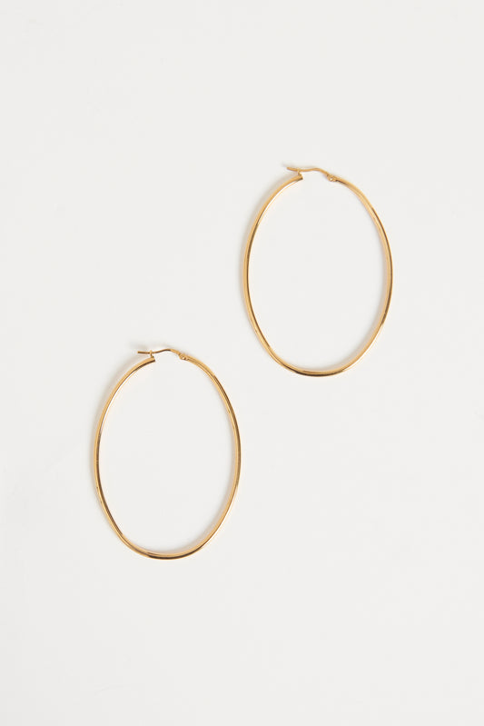 Gold Metal Preowned Oval Hooped Earrings