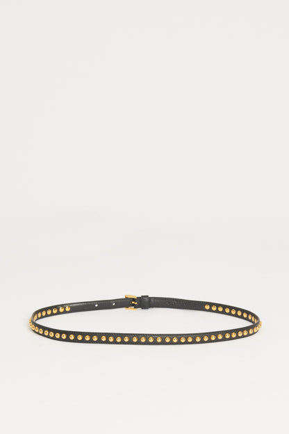 Navy Saffiano Leather Preowned Studded Belt