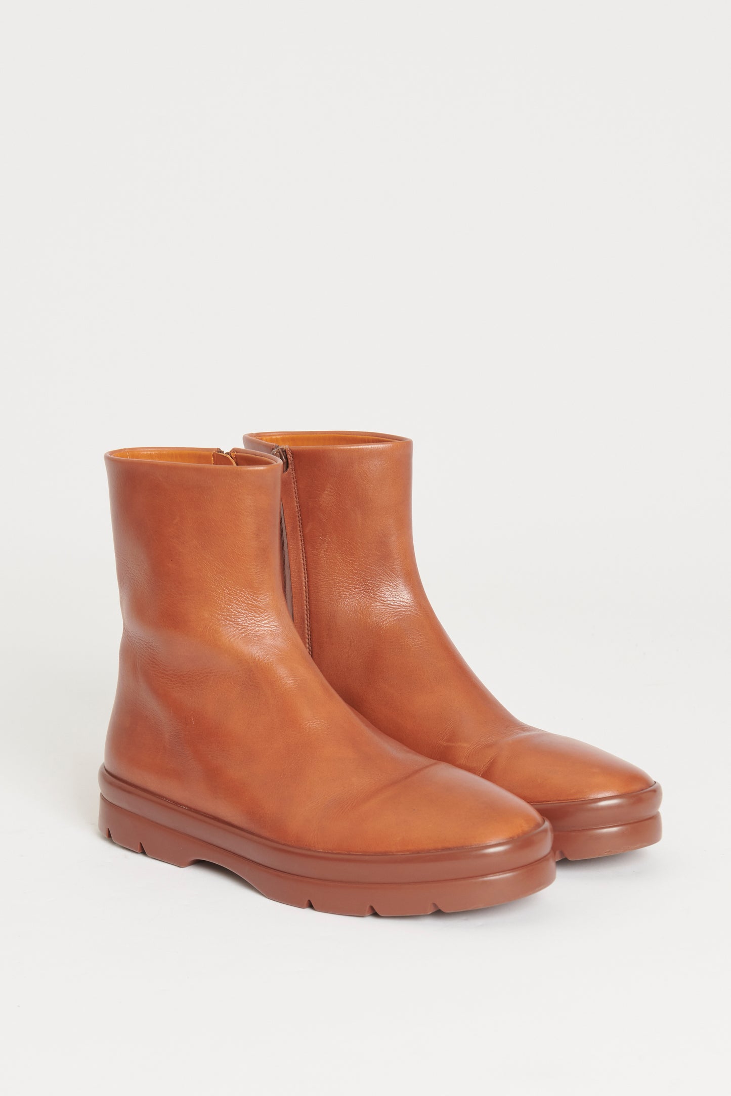 Brown Preowned Leather Billie Ankle Boots