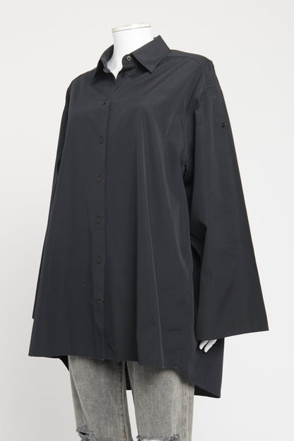 Black Cotton Preowned Oversized Button Up Shirt