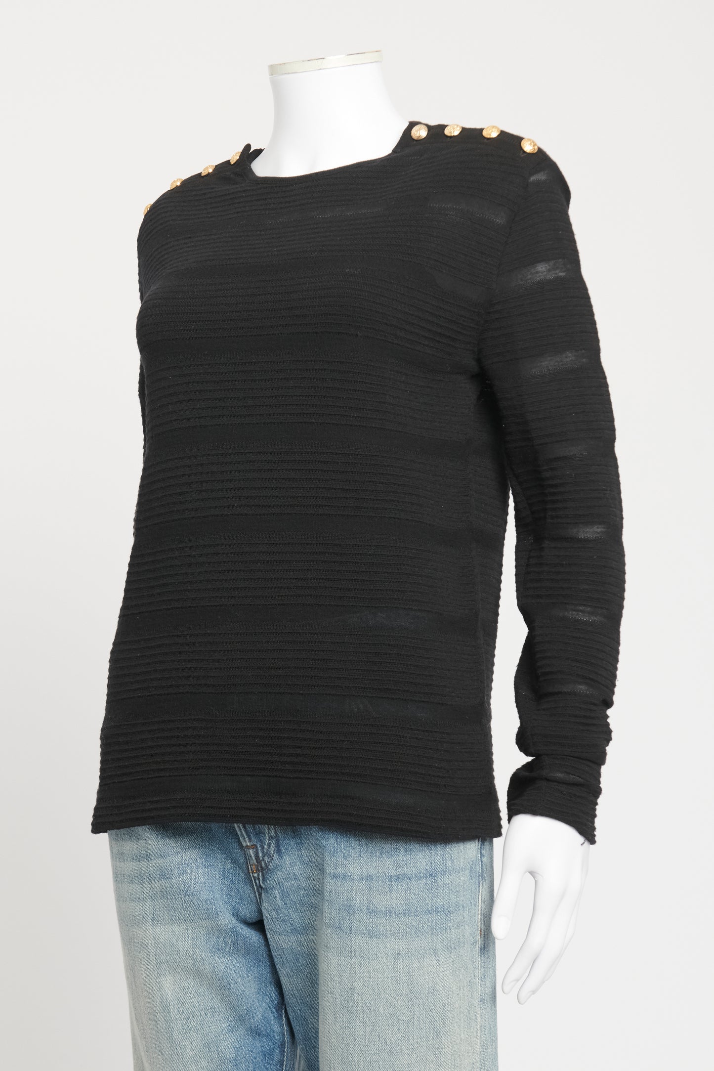 Black Wool Preowned Fine Knit Jumper