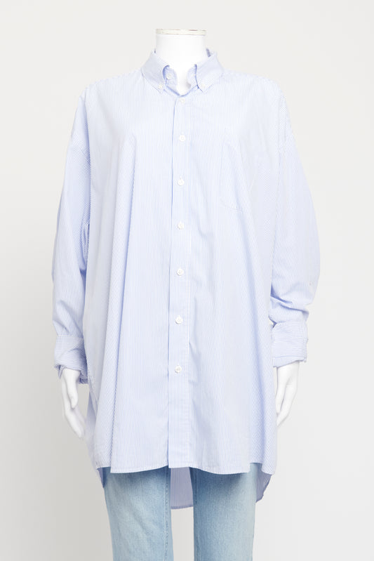 Blue Cotton Preowned Pinstripe Shirt
