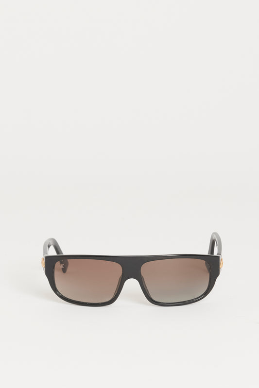 Black Acetate Preowned Rectangular Sunglasses