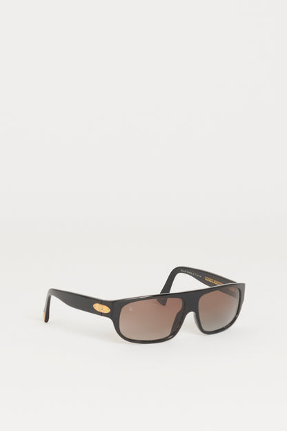 Black Acetate Preowned Rectangular Sunglasses