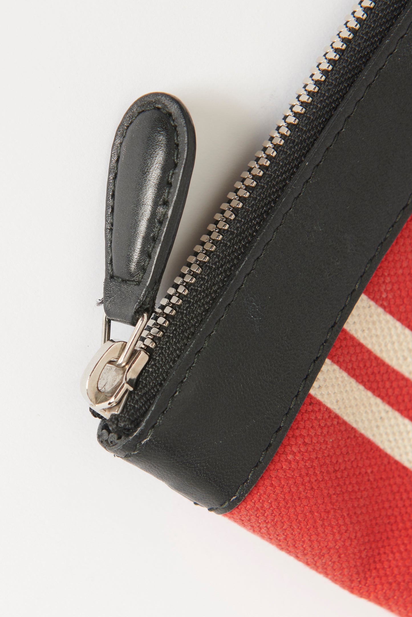 Red Cotton Preowned Striped Logo Clutch Bag