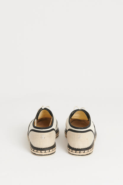 Cream Canvas Preowned Lace Up Espadrilles