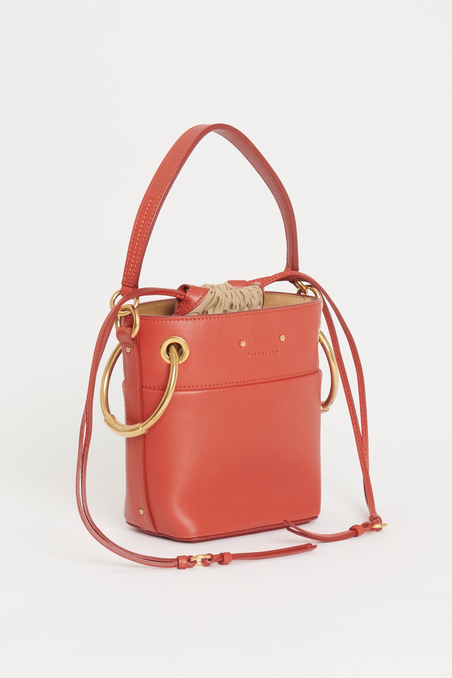 Red Leather Preowned Roy Bucket Bag