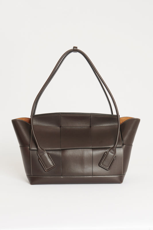 Brown Leather Arco Maxi Preowned Tote Bag