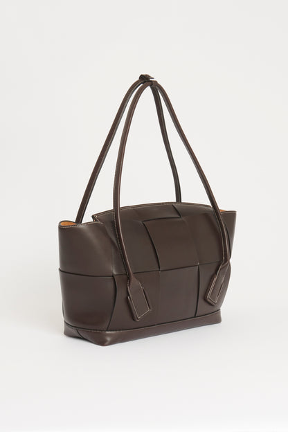 Brown Leather Arco Maxi Preowned Tote Bag