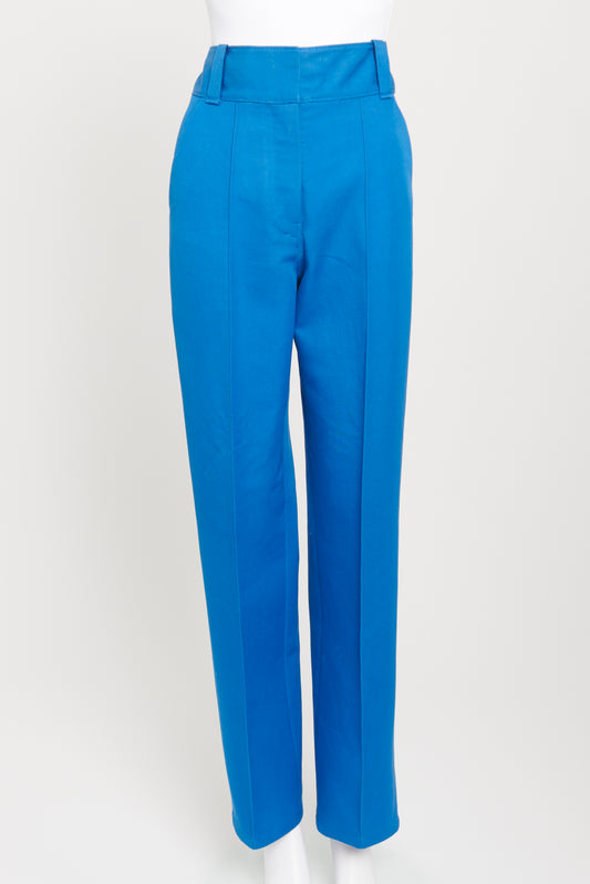 Blue Cotton Preowned Straight Leg Trousers