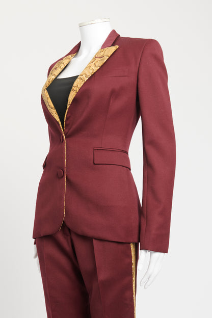 Burgundy Snakeskin Wool Preowned Suit Set