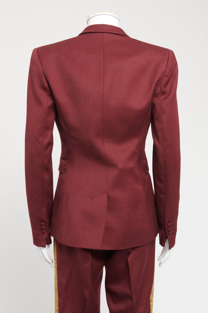 Burgundy Snakeskin Wool Preowned Suit Set