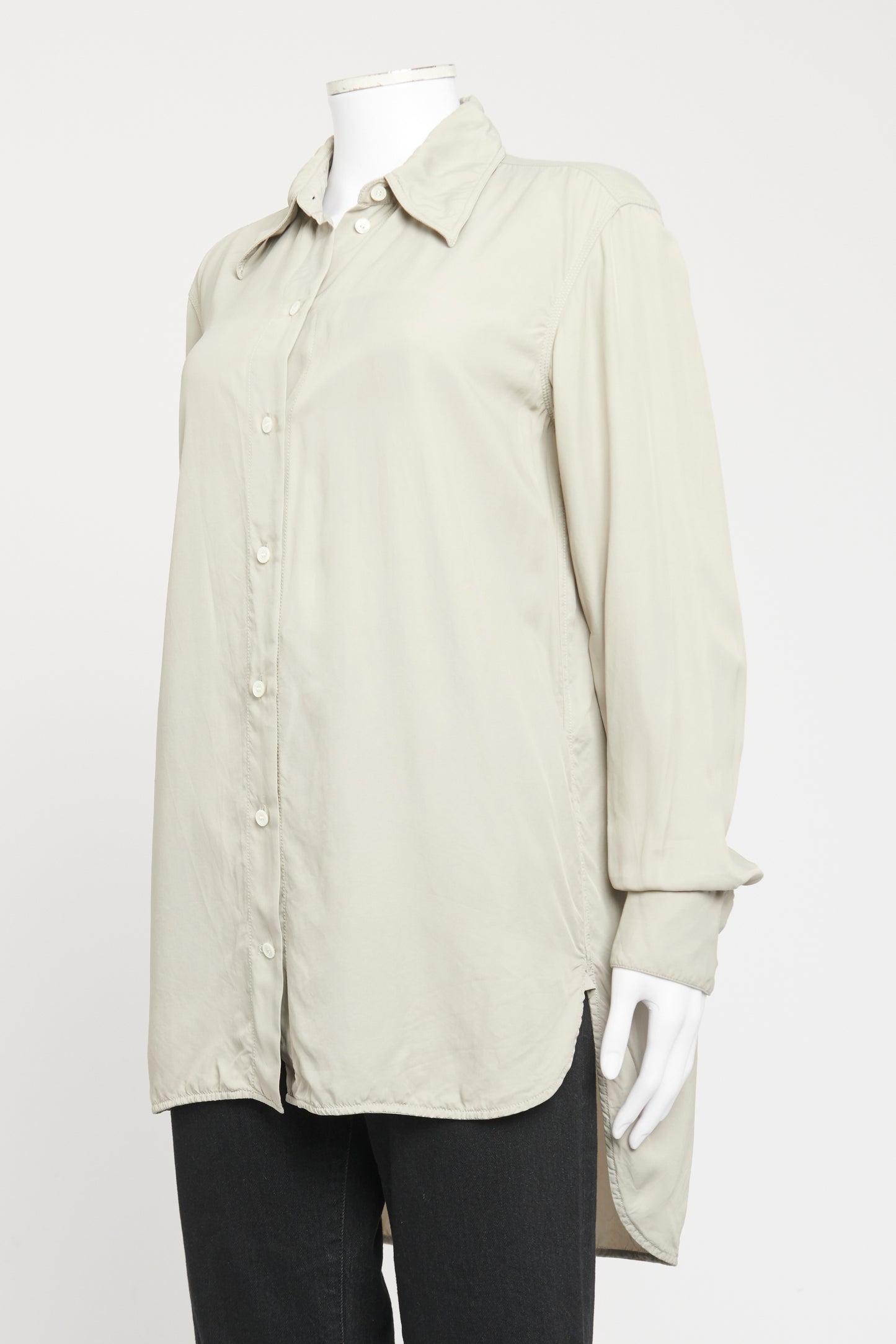 Grey Viscose Blend Preowned Button Up Shirt