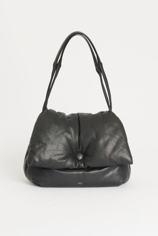 2016 Black Calfskin Preowned Pillow Flap Shoulder Bag