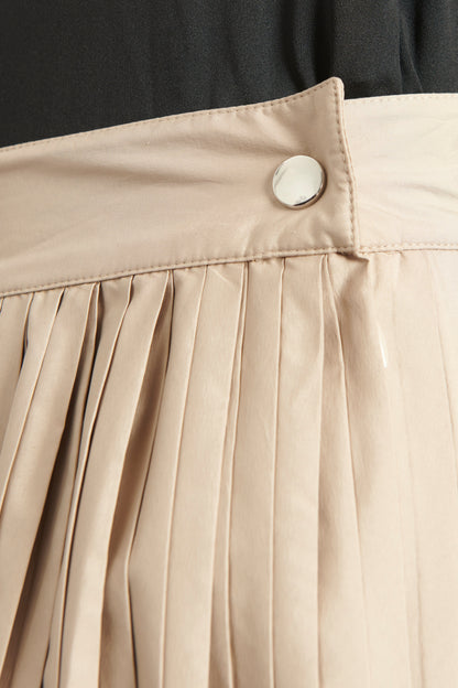 Beige Polyester Preowned Pleated Maxi Skirt