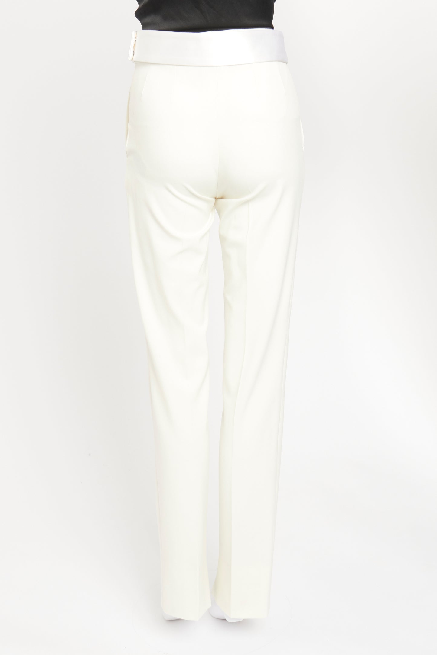 White Polyester Blend Preowned Tailored Trousers