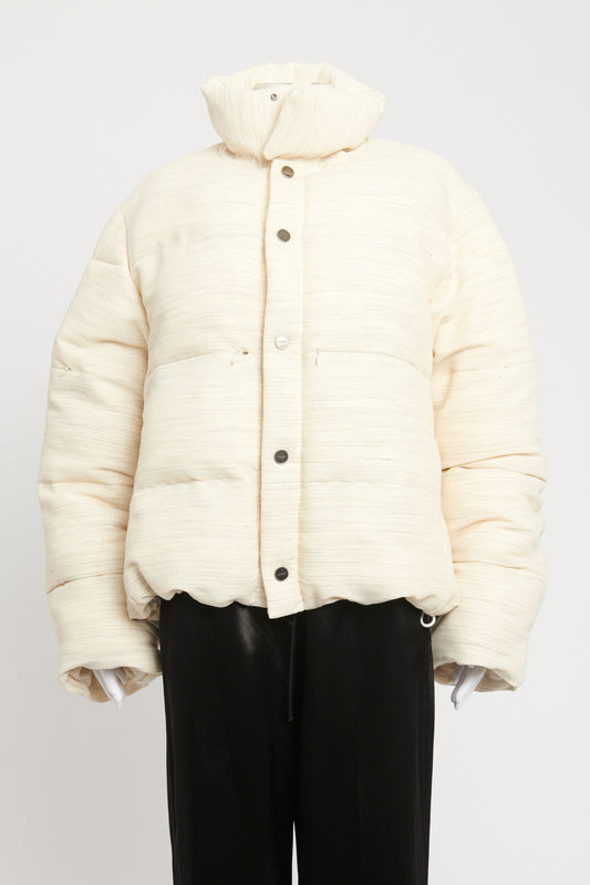 Cream Viscose Blend Preowned Année 97 Puffer Coat