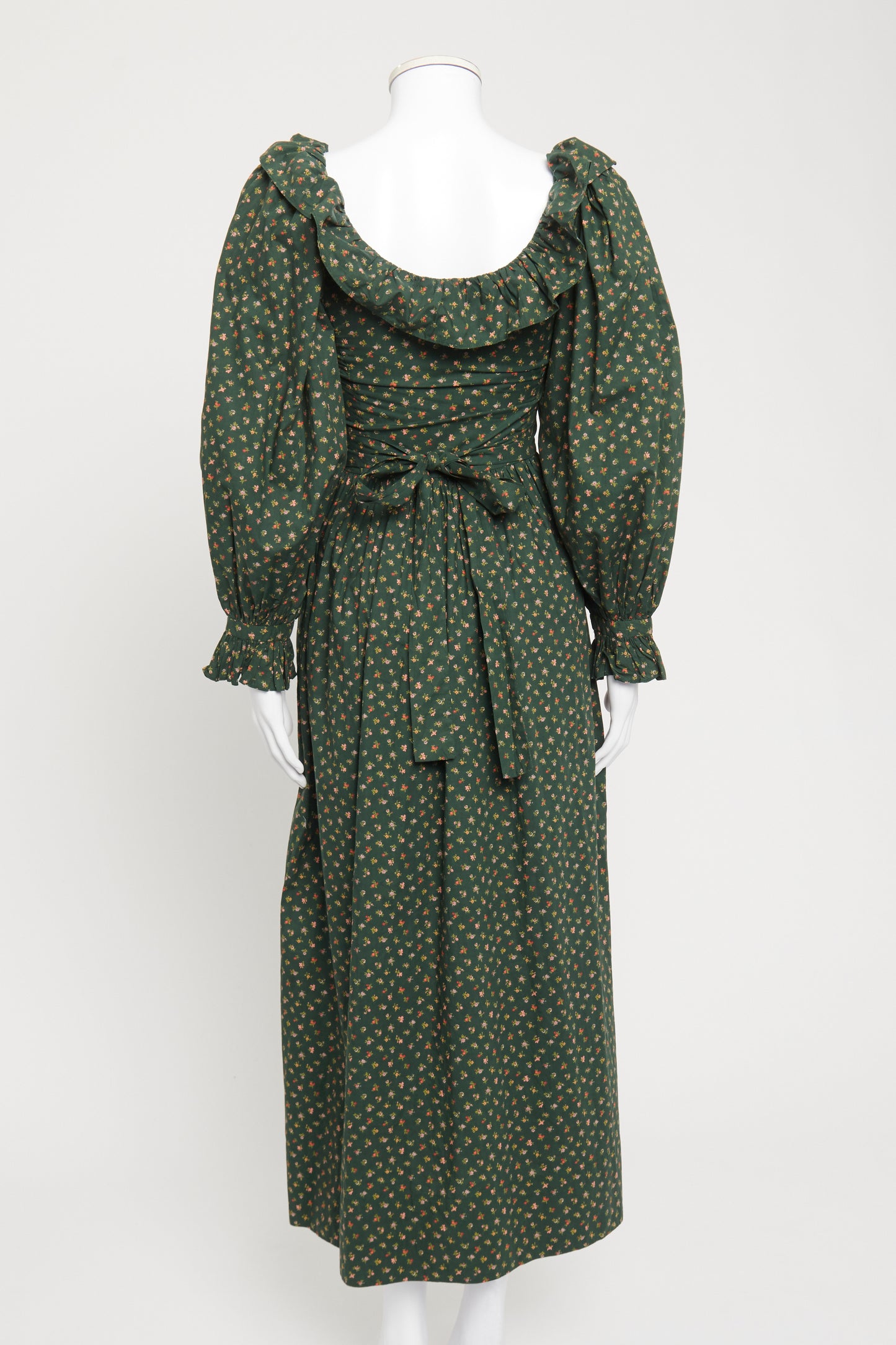 Green Cotton Preowned Zarina Forest Midi Dress