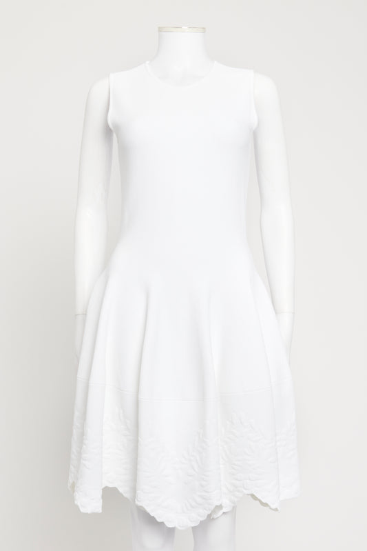 White Viscose Blend Preowned Skater Knitted Mini Dress