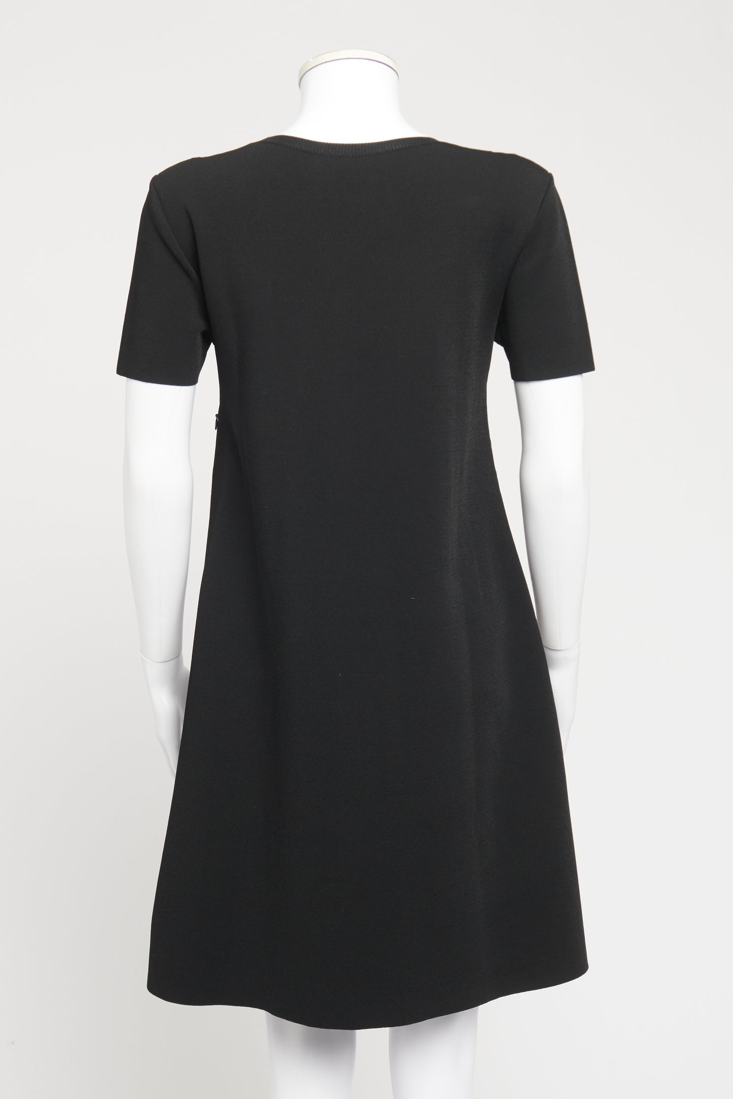 Black Viscose Blend Preowned Lace Trim Mini Dress