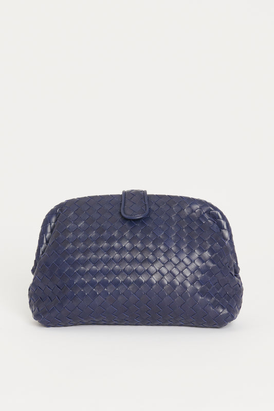 The Lauren 1980 Navy Intrecciato Preowned Pouch Clutch