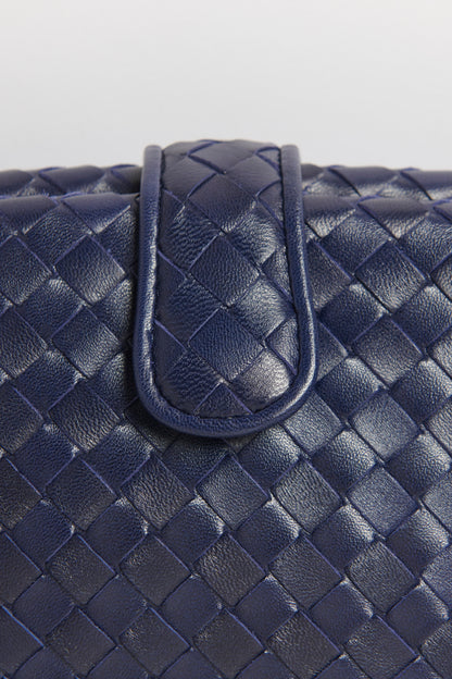 The Lauren 1980 Navy Intrecciato Preowned Pouch Clutch