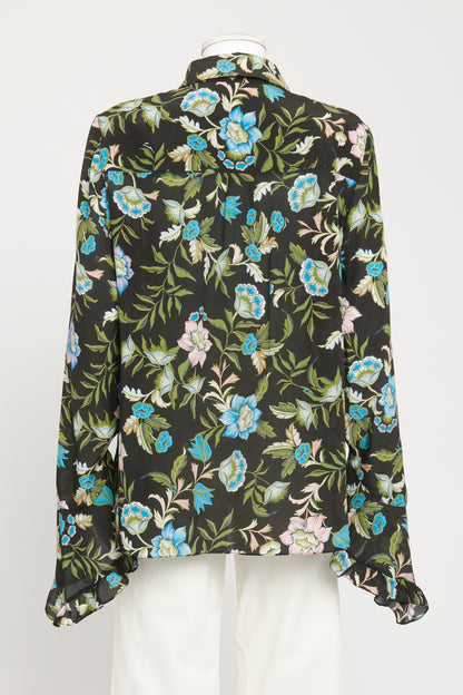 Black Silk Preowned Floral Alaric Blouse