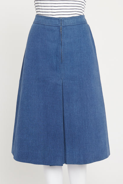 Blue Cotton A-Line Preowned Skirt