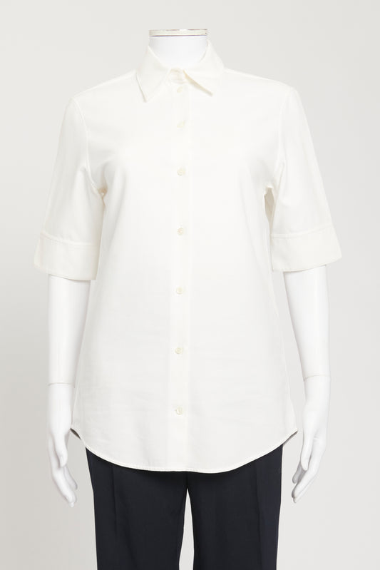 White Pique Cotton Preowned Shirt