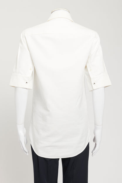 White Pique Cotton Preowned Shirt
