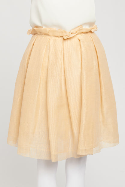 Nude Tulle Linen Preowned Full Skirt