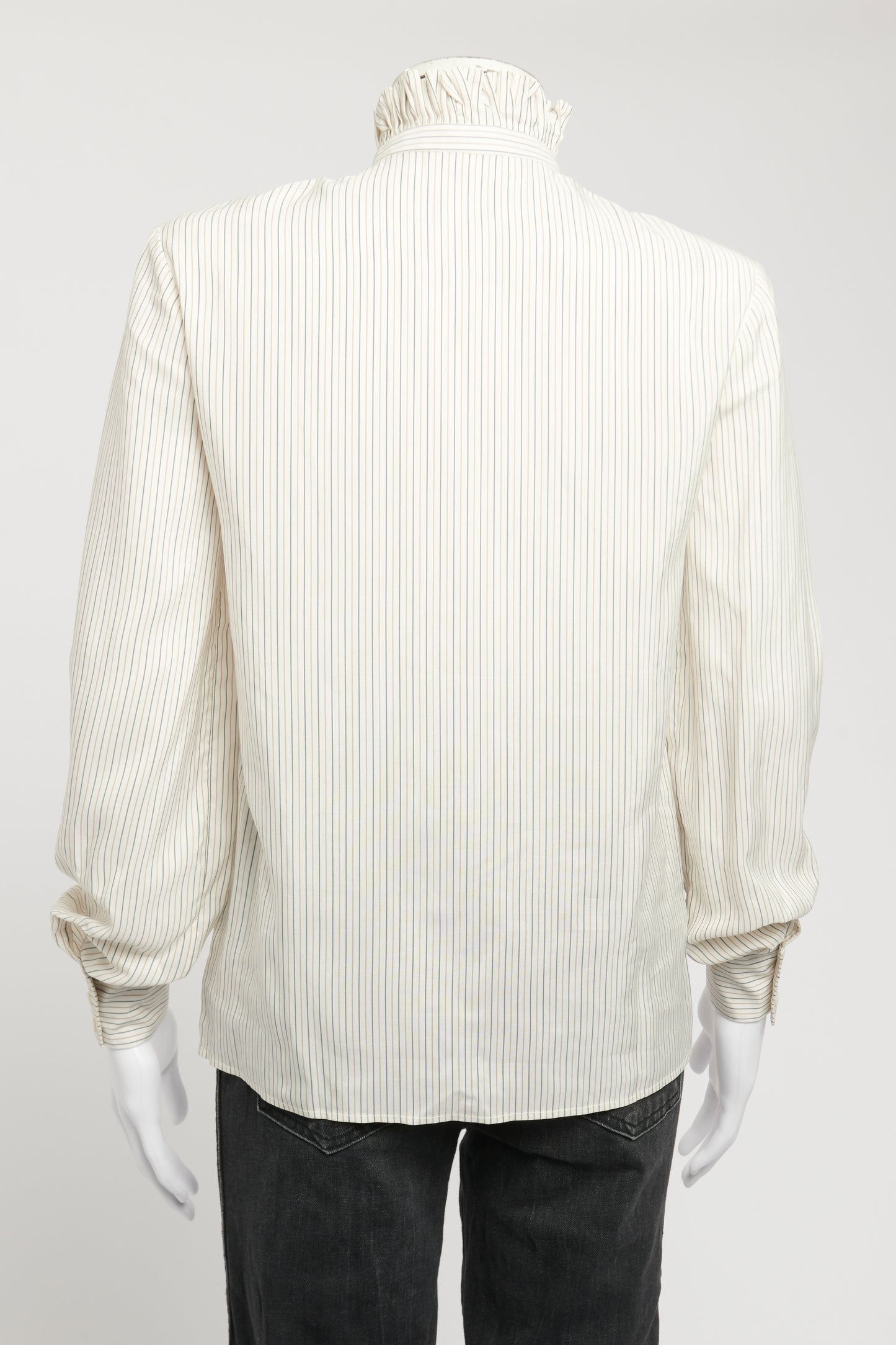 Ruffle Front Silk Preowned Shirt