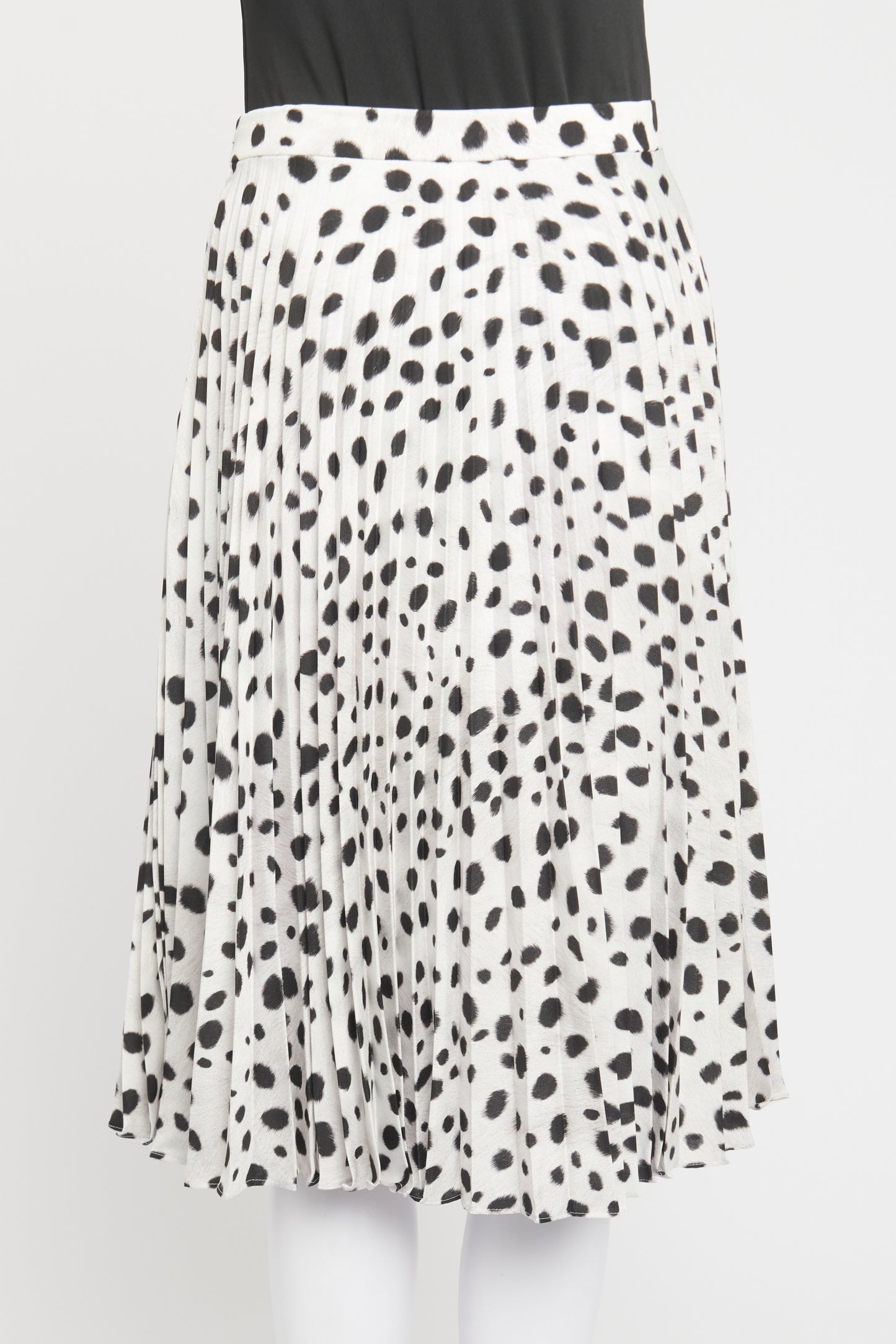 White Polyester Preowned Dalmatian Midi Skirt