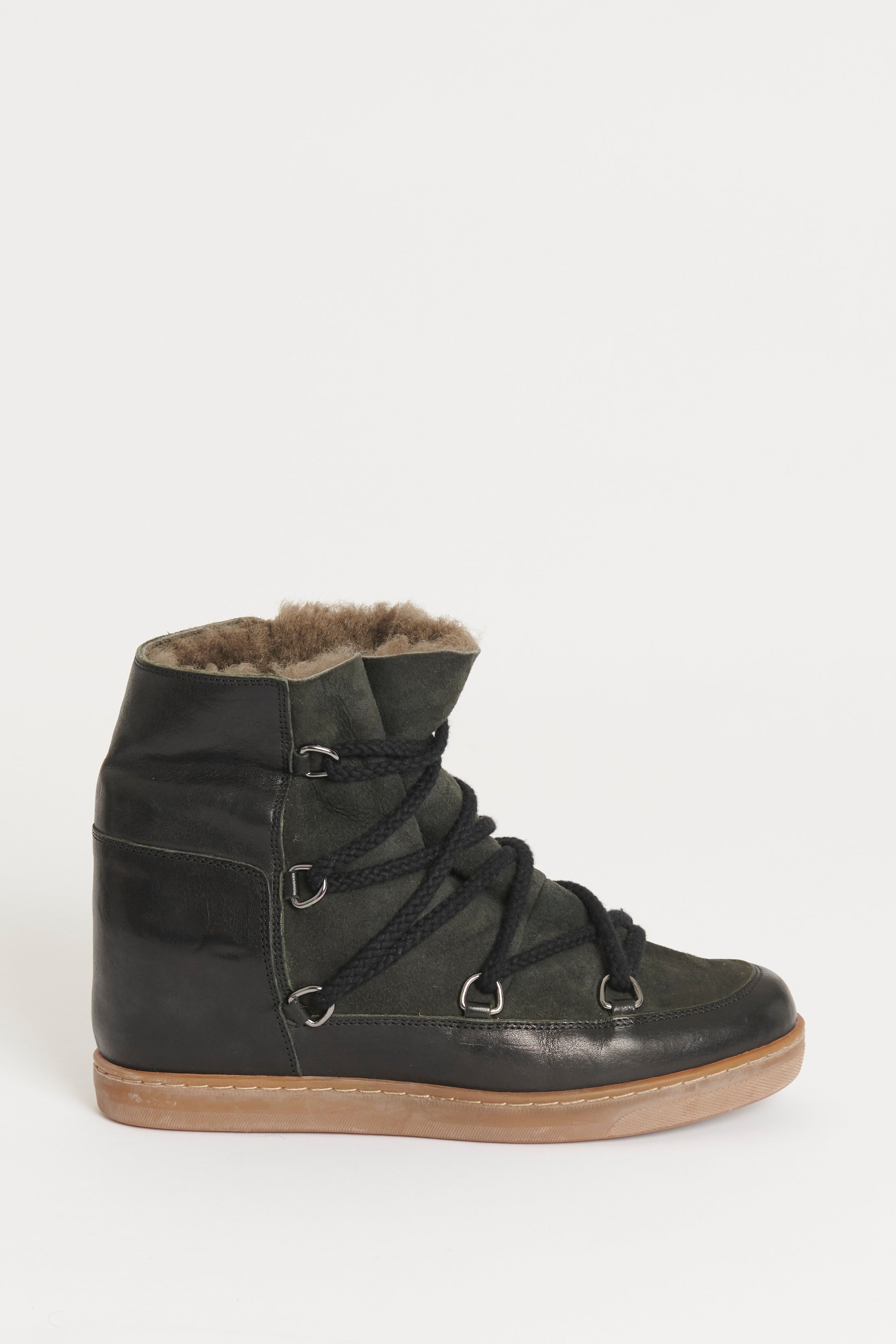 Black Leather Preowned Nowles Shearling Snow Boots Reluxe Fashion