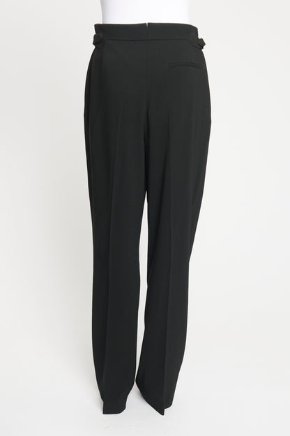 Black Viscose Blend Preowned Sqwiggle Cup chain Trousers