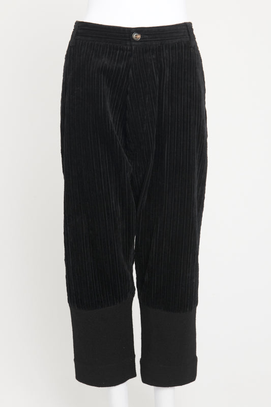 Black Cord Preowned Baggy Cropped Trousers