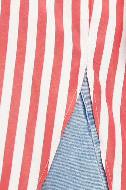 Candy Striped Polyester Lui Oversized Shirt