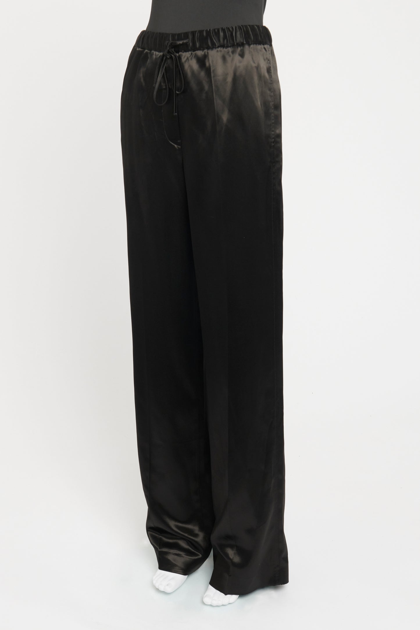 Black Satin Preowned Drawstring trousers