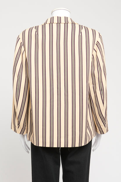 Beige Viscose Preowned Striped Single Breasted Blazer