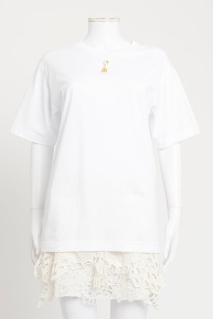 White Polyester Blend Preowned Pearl Drop T-shirt