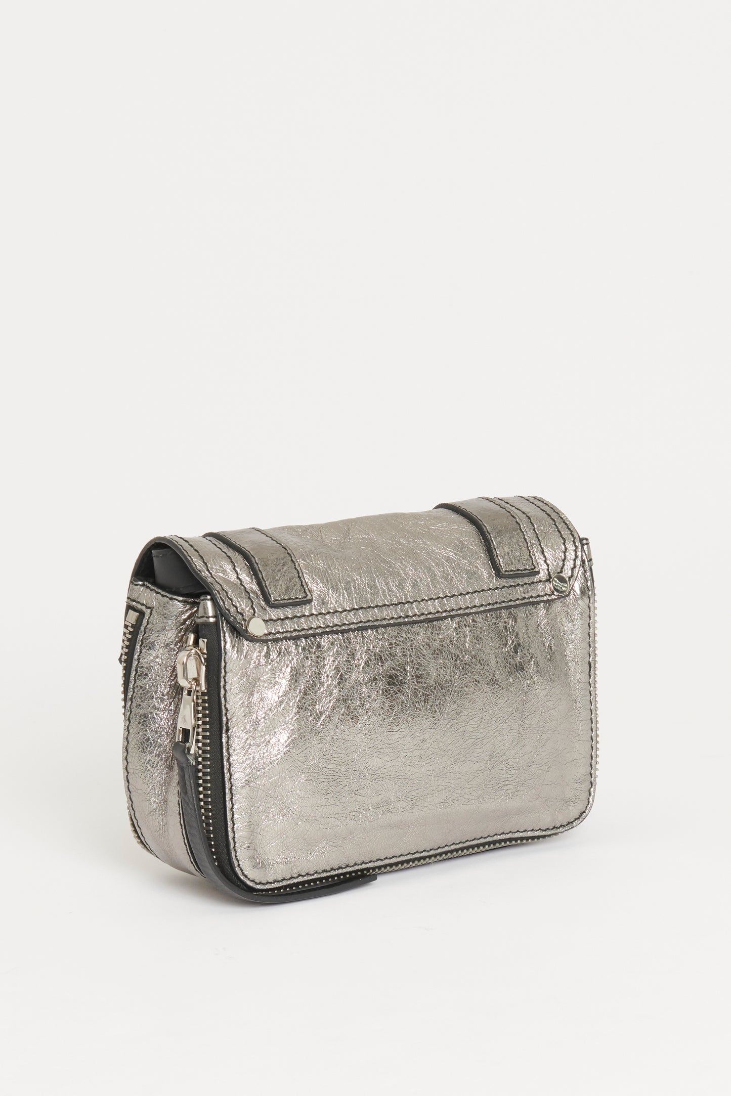 Silver Grained Leather Preowned PS1 Mini Satchel