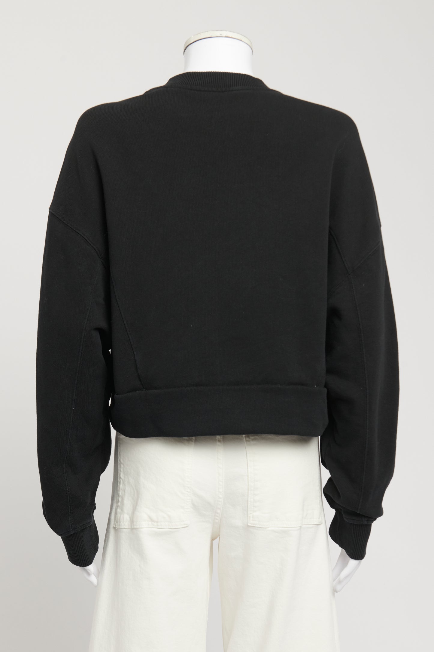 Black Cotton Cropped Preowned Sweatshirt