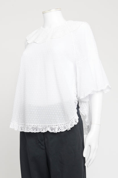 White Dobby Cotton Preowned Collared Blouse