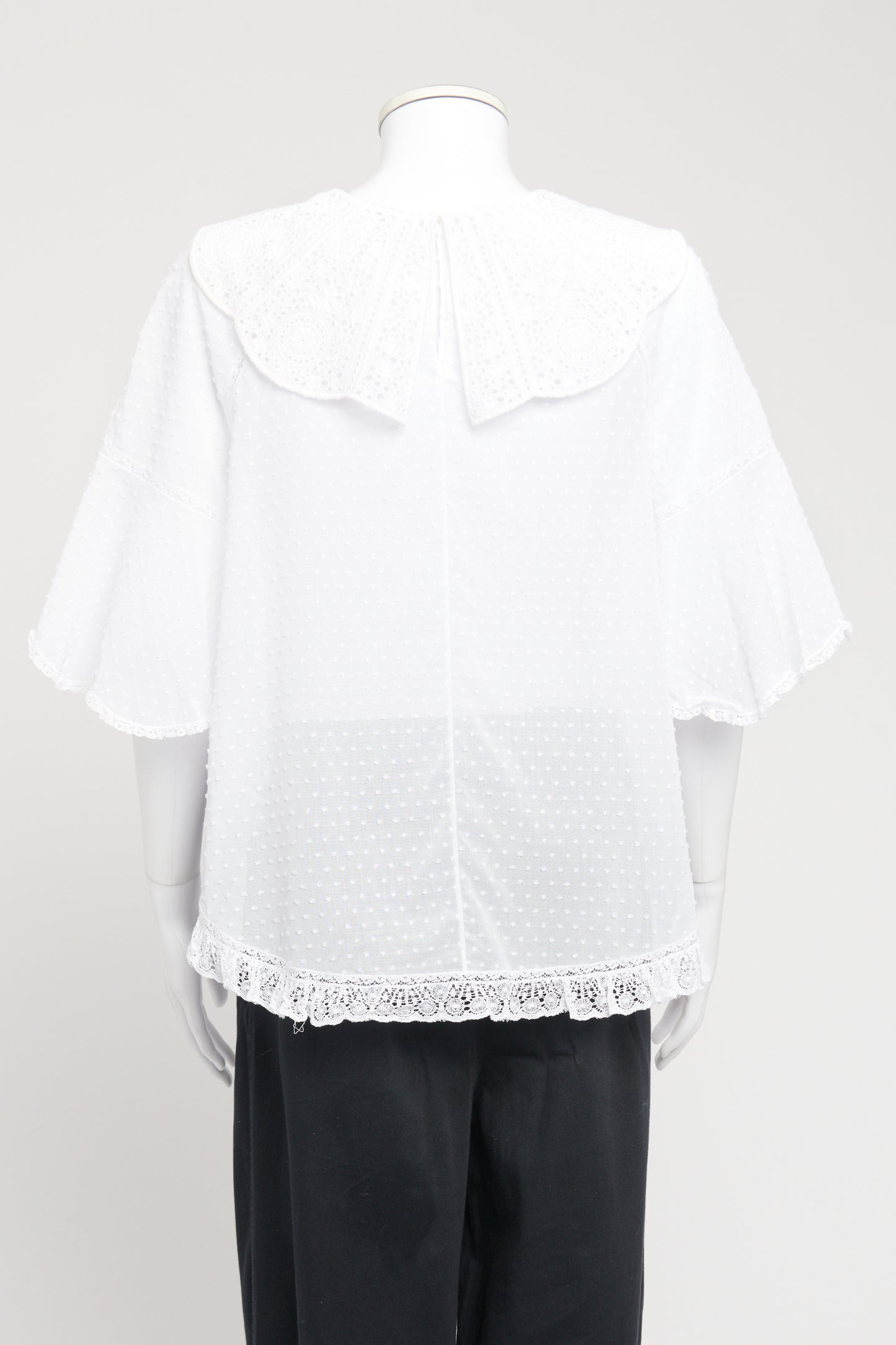 White Dobby Cotton Preowned Collared Blouse