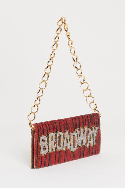 2018 Red Beaded Preowned Alta Moda Broadway Clutch Bag