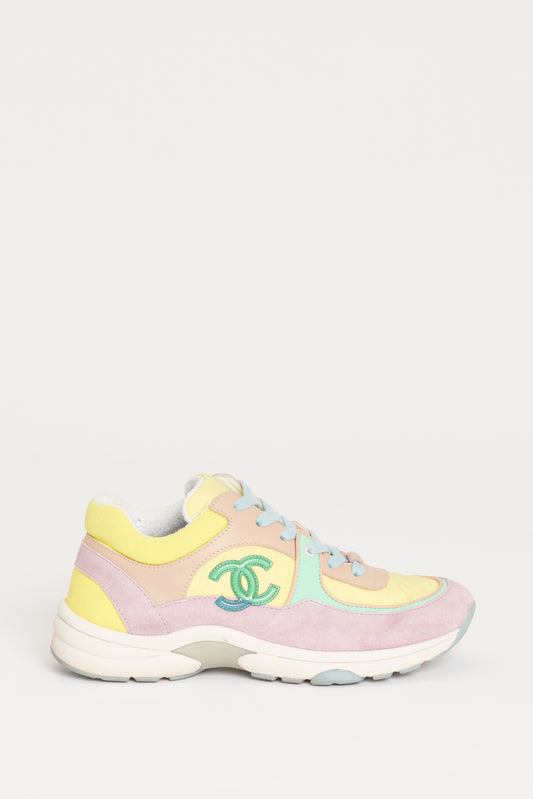 Multicoloured Fabric Preowned Lace Up CC Sneakers