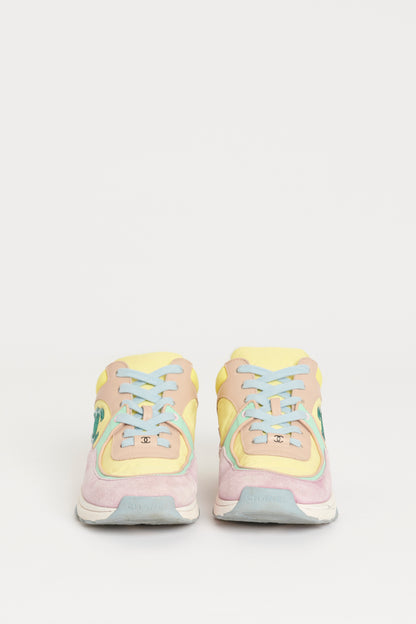 Multicoloured Fabric Preowned Lace Up CC Sneakers