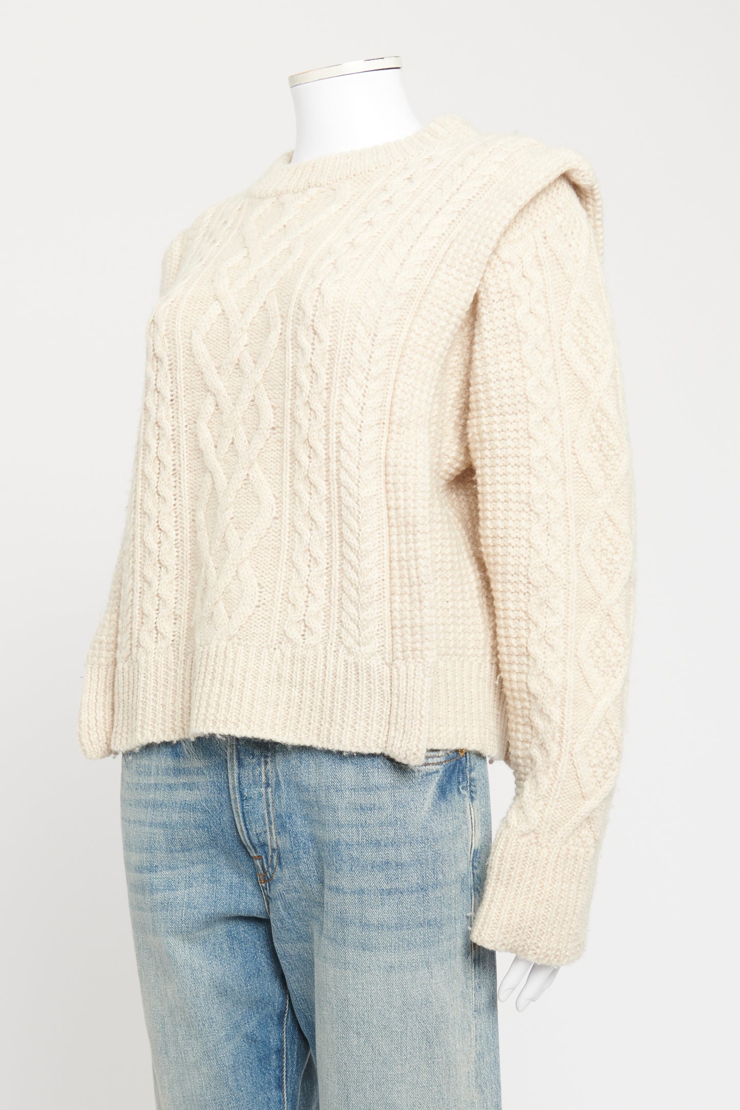 Cream Wool Preowned Tayle Cable Knit Jumper