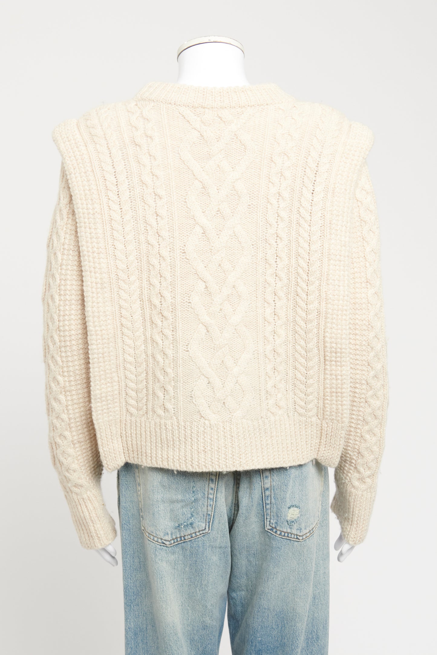 Cream Wool Preowned Tayle Cable Knit Jumper