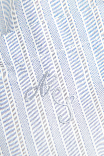 Blue Cotton Preowned Embroidered Shirt